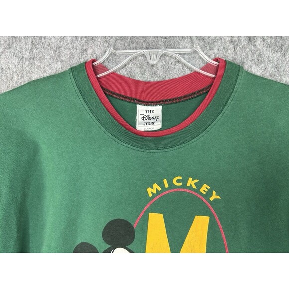 VTG The Disney Store Shirt Men’s XL Green Red Mickey Mouse Short Sleeve Double - Picture 3 of 11